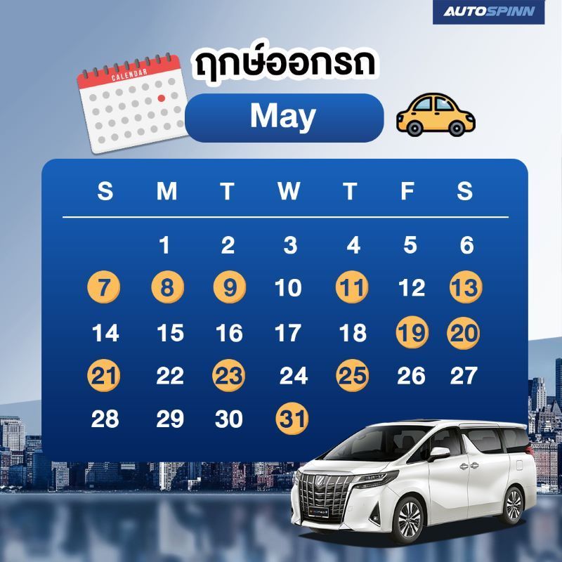 ฤกษ์ออกรถตามวันเกิด ฤกษ์ออกรถ 2569 วันไหนดีเสริมดวงครอบครัว